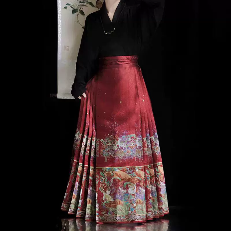 国风敦煌叹汉服马面裙套装春季新款高级感红色敬酒服明制汉服女