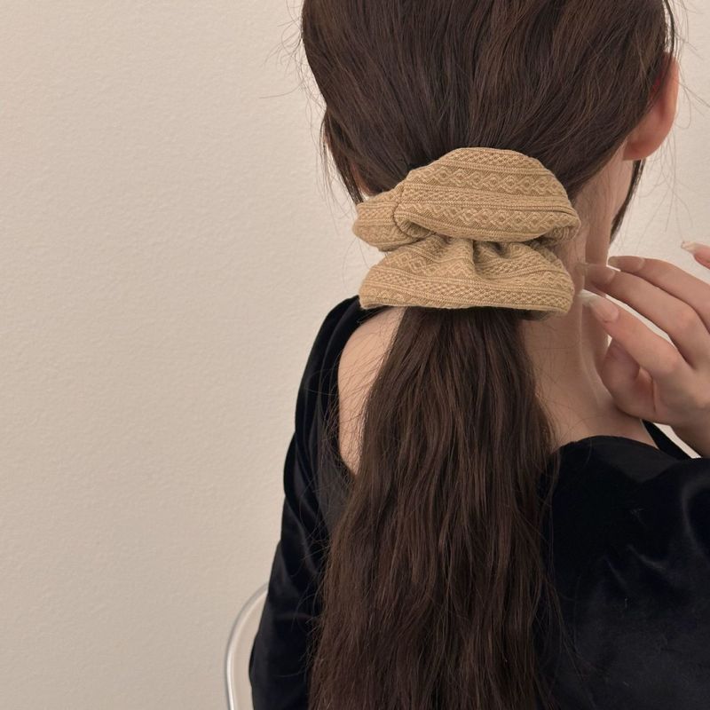 レトロなミルクカレー色系ヘアリング女性ニット花柄布芸大腸リング|undefined