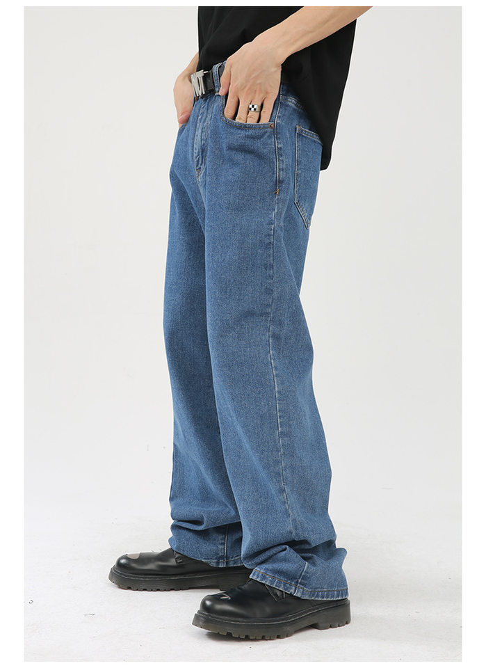 Quần jean nam ống rộng ống đứng dáng suông thoải mái phong cách Hàn Quốc — Xanh denim, Xanh lam đậm, Đen Xám chi tiết 20