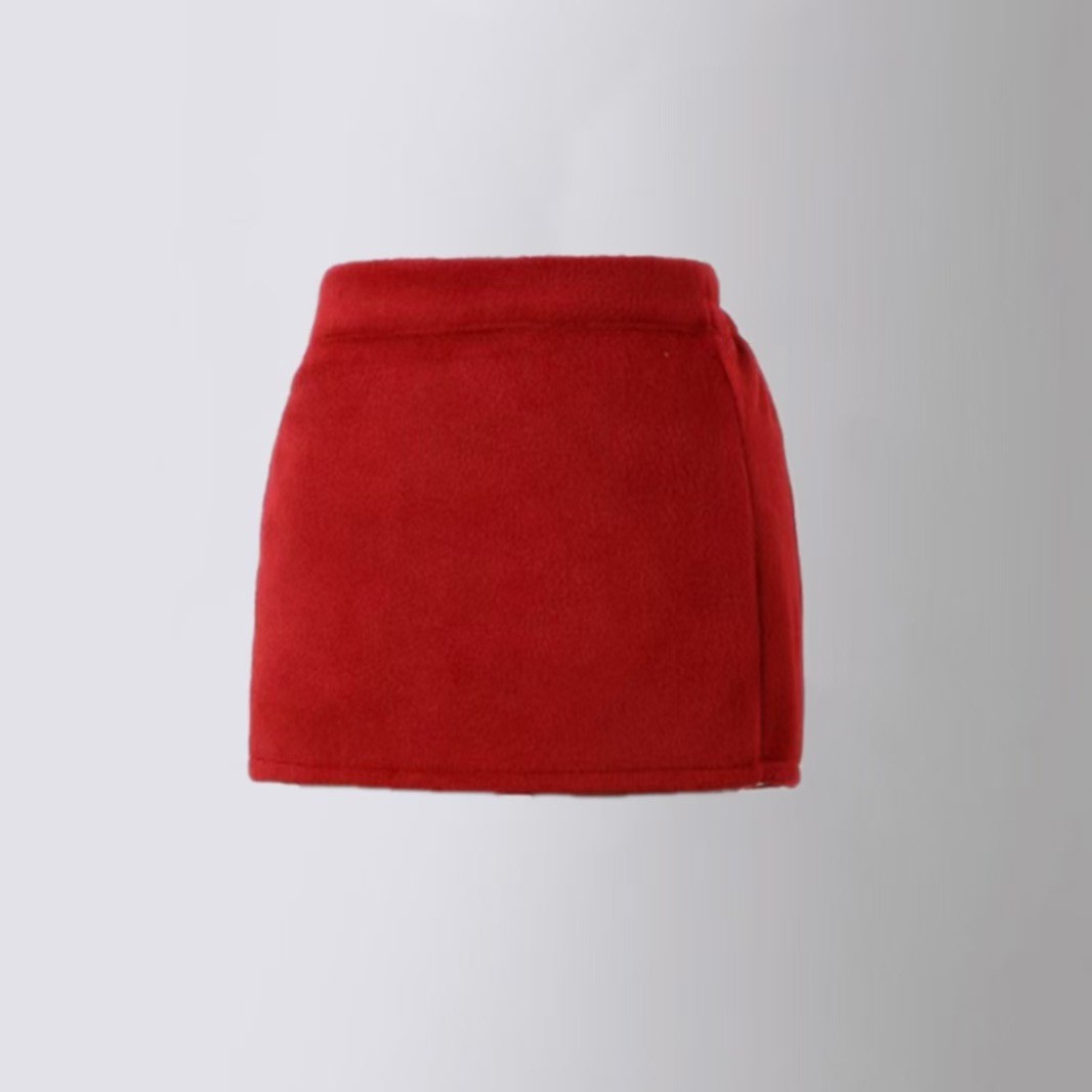 Red, solid color, cashmere, hip-accented