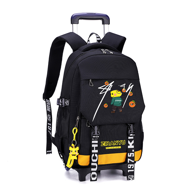 De una pieza de entrega de pescado natural carro mochila dibujos animados Dibujos Animados Escuela Primaria estudiante grado 2-6 niño seis ruedas escalera