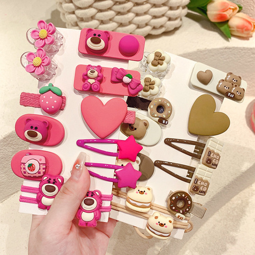 Baby super cute strawberry bear cartoon hairpin girls hair accessories bangs clip headdress girls hairpin bb clip