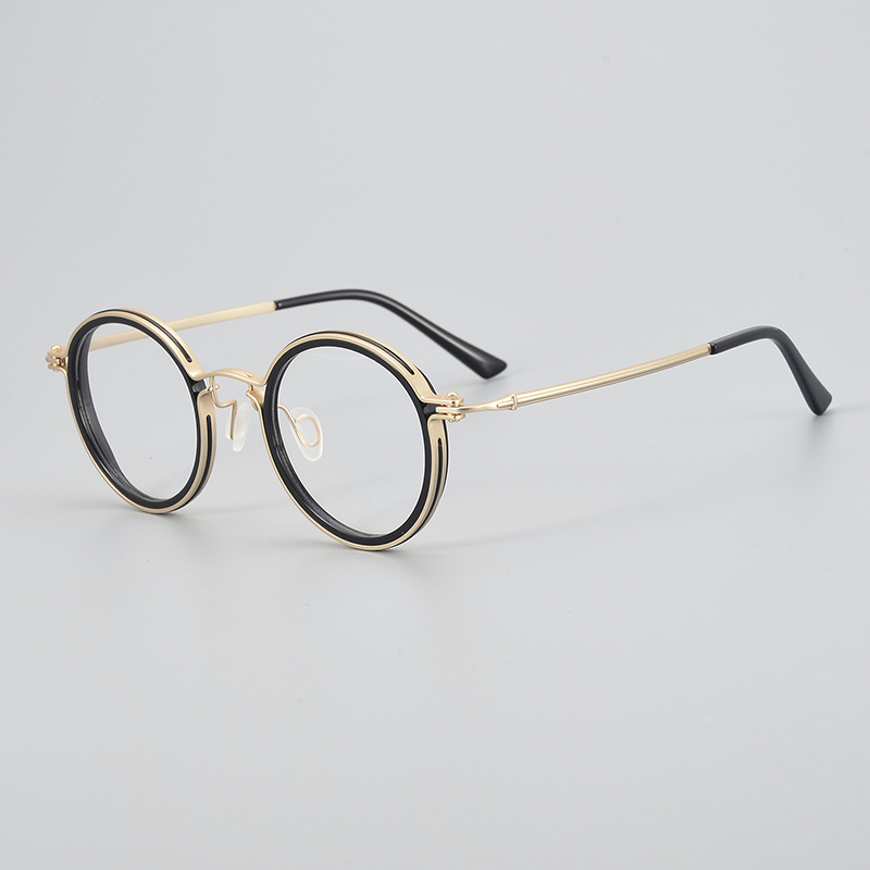 Versatile Minimalist The Same Style Of Pure Titanium Glasses Worn By Sun Honglei In "Black-Boss War" Is A Retro Business Round Frame Both Men_voghion.com