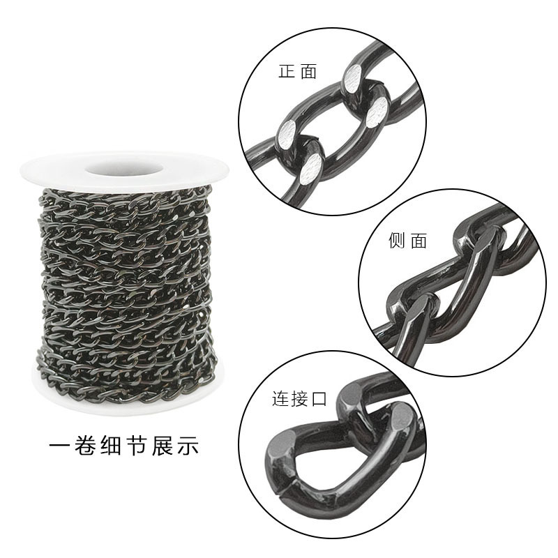 Collar artesanal transfronterizo cadena de aluminio semiacabada de 5 metros con accesorios de joyería de bricolaje en rollo Cadena metálica decorativa de equipaje
