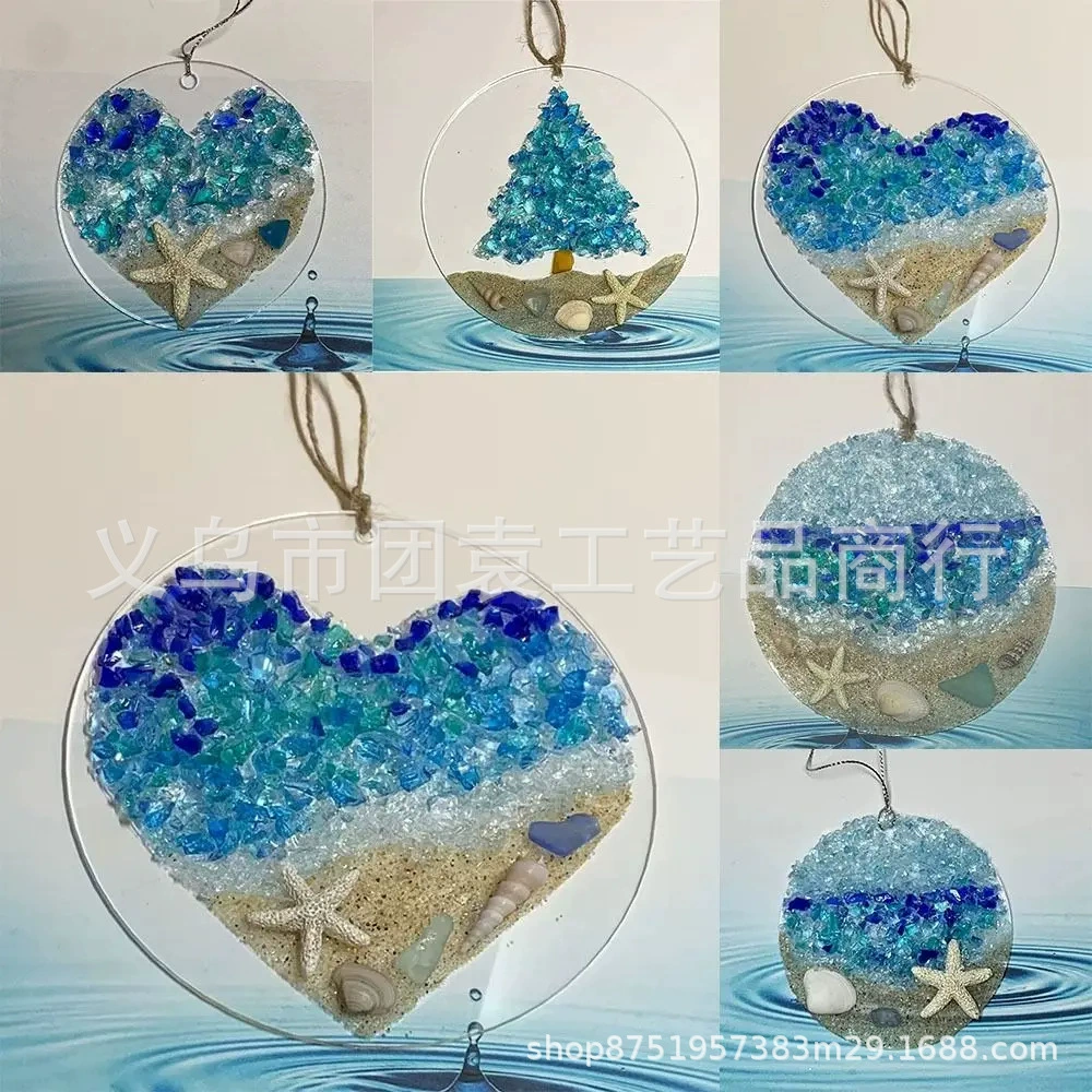 Новый океан сломанная волна акриловый плоский орнамент пляжная пара солнце памятные ремесла кулон подарок