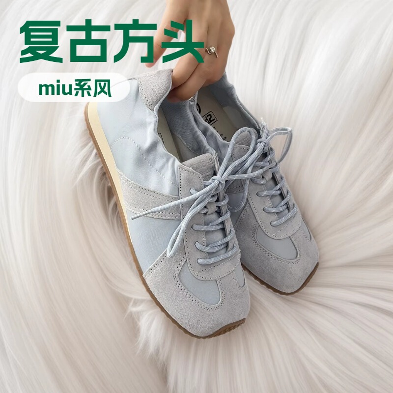Shougu Retro Square-Toe Miu-Style German Training Shoes for Women, 2026 New Model, Super Stylish for Summer, Soft-Soled, Super Popular Sneakers