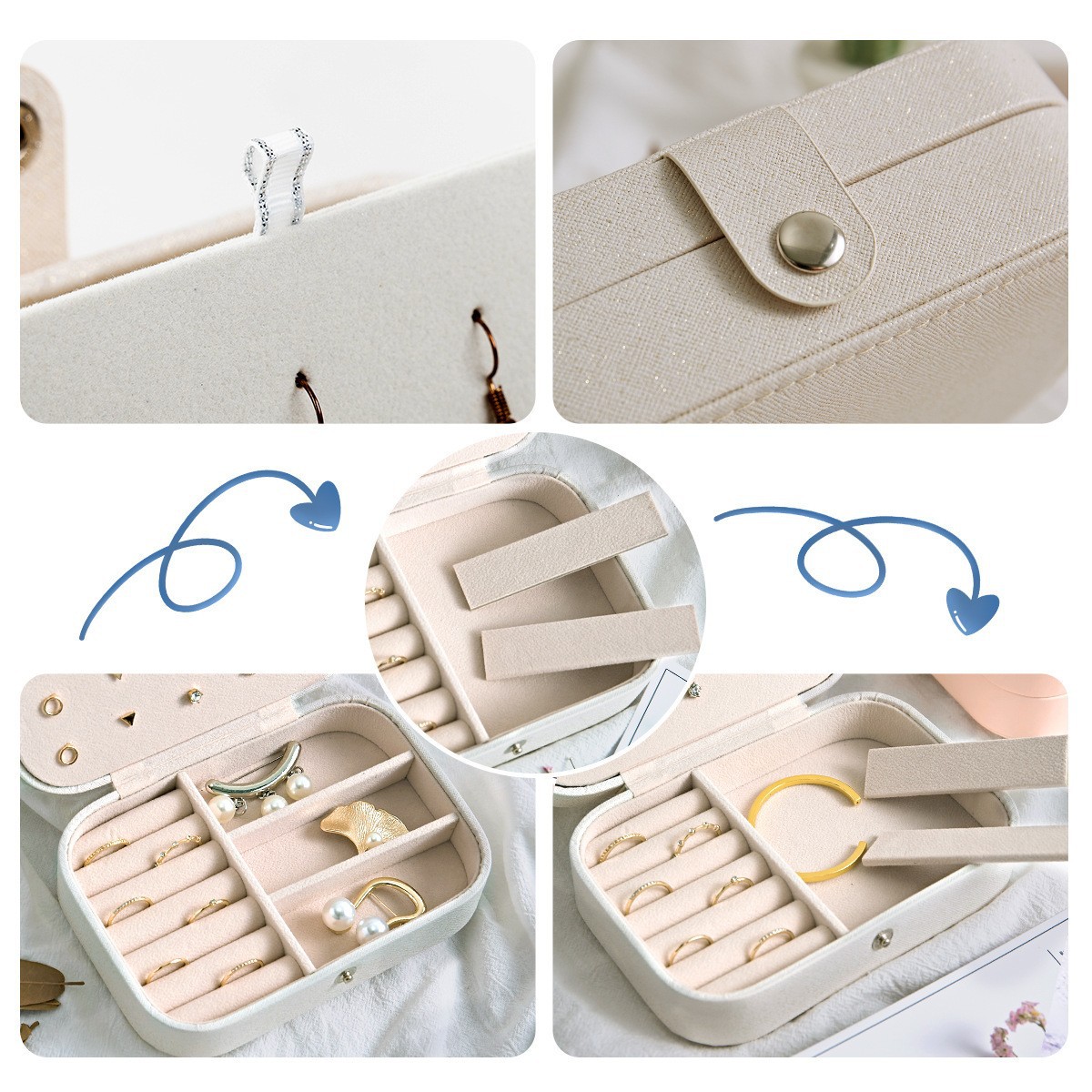 Caja Organizadora de Joyas Antioxidante para Viaje de Cuero PU