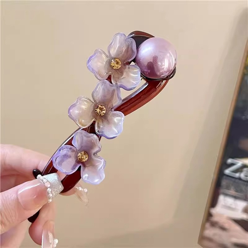レトロなハイエンドフラワーツイストクリップ女性用 2025 新しいスタイル後頭部ヘアクリップヘッドバンドハーフタイヘアクリップ|undefined