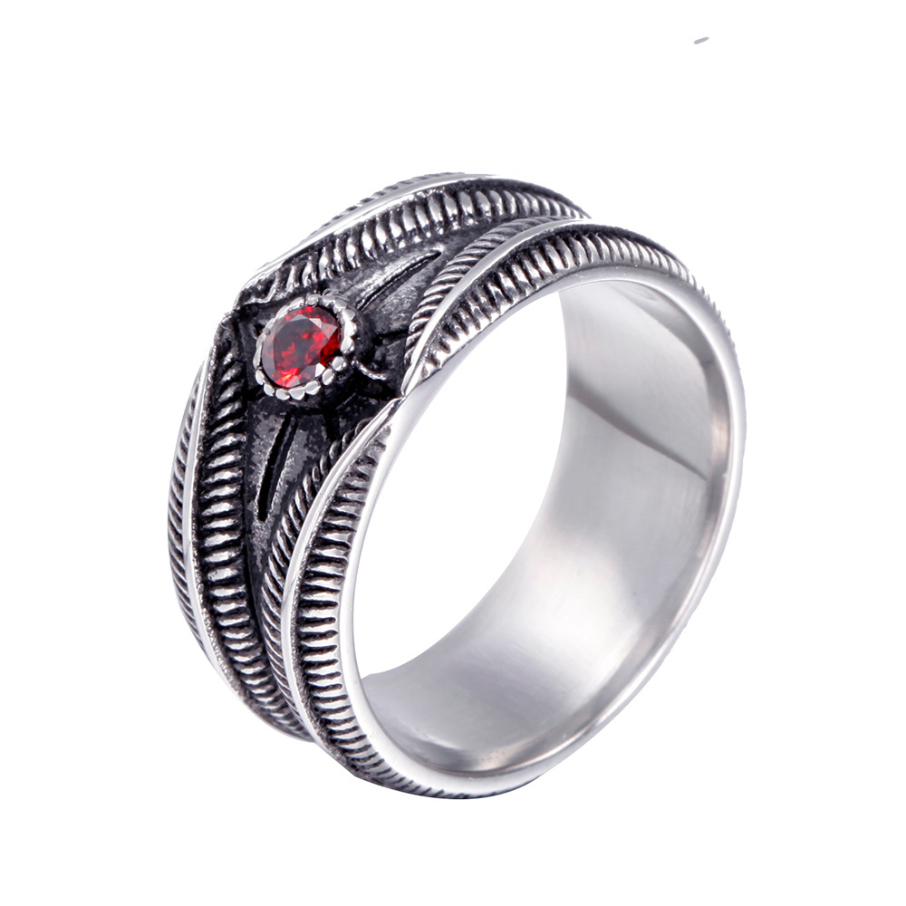 25g Weight Turquoise, Rhinestones Inlay Material Retro Geometric Titanium Steel Inlay Turquoise Rhinestones Men's Rings