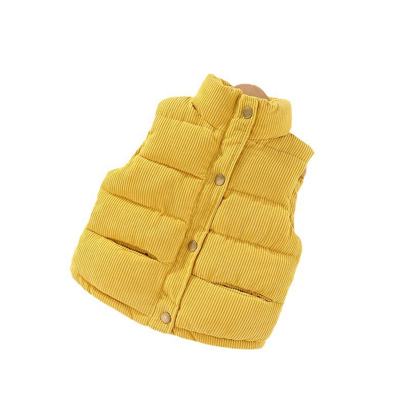 Chaleco infantil para niños y niñas, prenda de abrigo gruesa y cálida, chaleco de algodón de pana para otoño/invierno, chaleco exterior para bebés