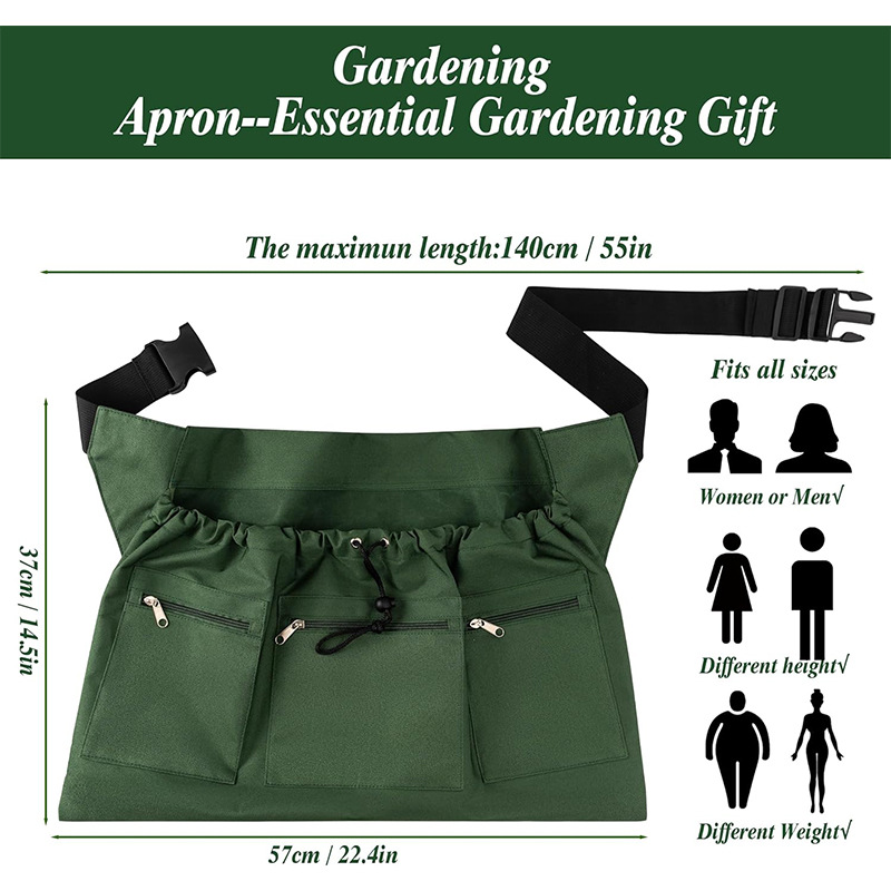 Delantal de tela Oxford transfronterizo, mono de huerto de granja, recolección de frutas y verduras, riñonera, delantal de liberación rápida