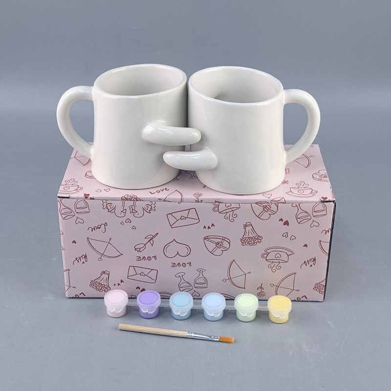 Taza de cerámica DIY para parejas, taza de dibujos animados de cerámica, taza de marca de animales estereoscópicos, taza de café de cerámica universal creativa, alta cara