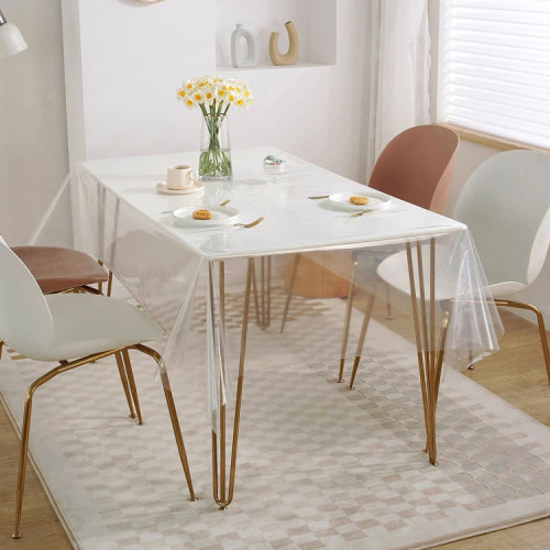 Amazon Bestseller 0.13mm Transparent PVC Straight Edge Oil and Heat Proof Tablecloth Living Room Coffee Table Dust Proof Cover Wholesale