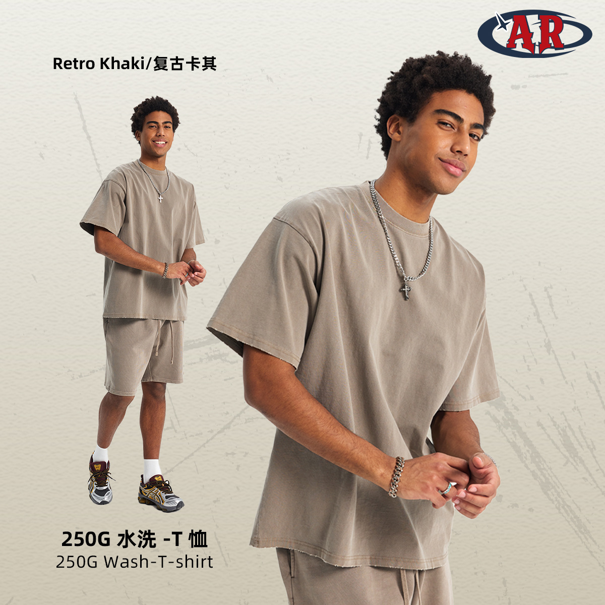 2025 camiseta de manga corta para hombre vintage desgastada estilo básico europeo y americano de algodón puro suelta con hombros caídos lavada venta directa de fábrica.