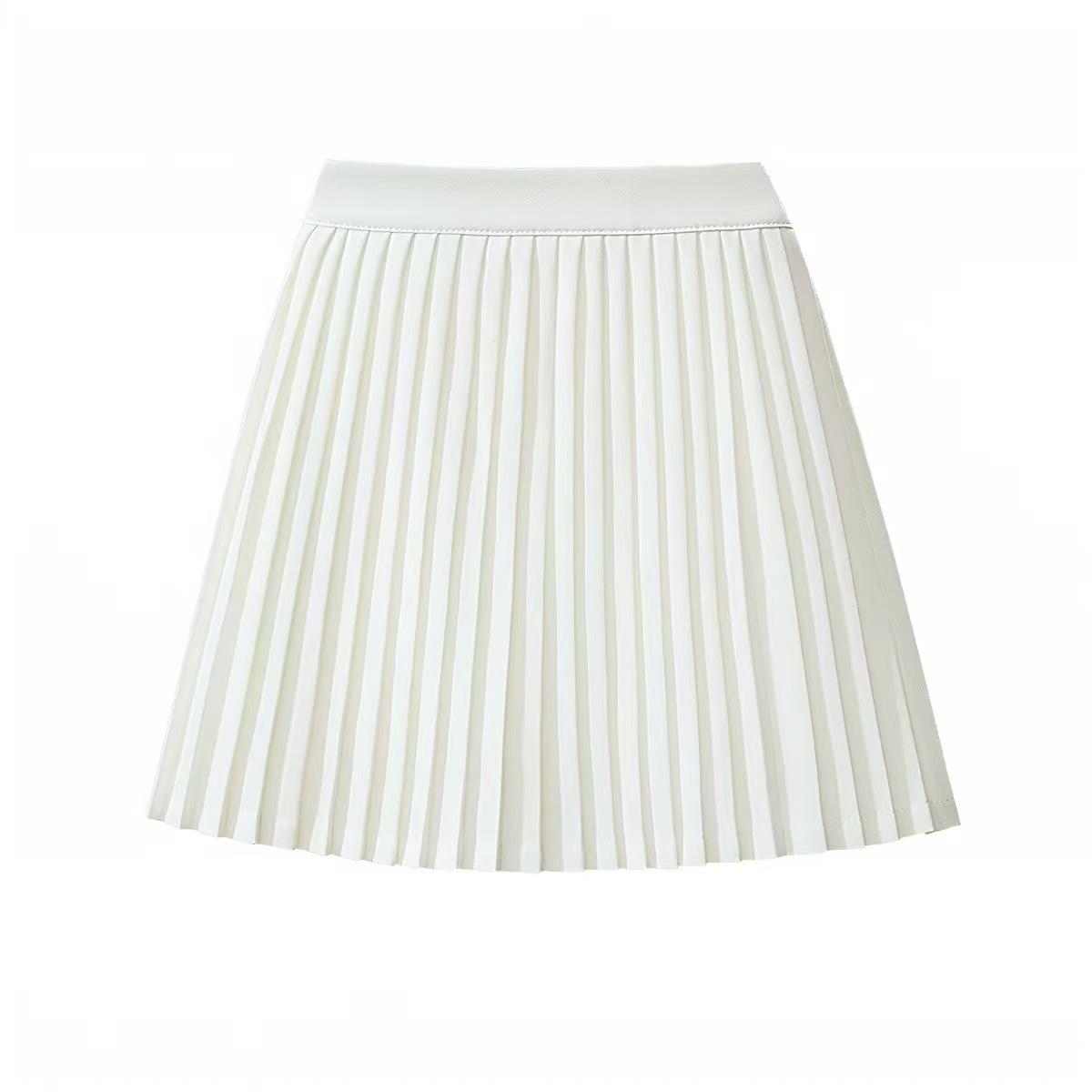 High-Waisted Pleated Mini Skirt with Built-in Safety Shorts, Black A-line Office Style — detail image 5