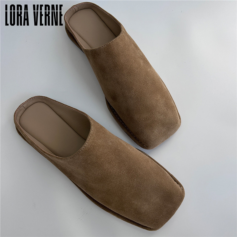 2026 New Style Casual Cow Suede Slip-On Mules with Genuine Leather Sole for Women 2026 New Style Casual Cow Suede Slip-On Mules with Genuine Leather Sole for Women