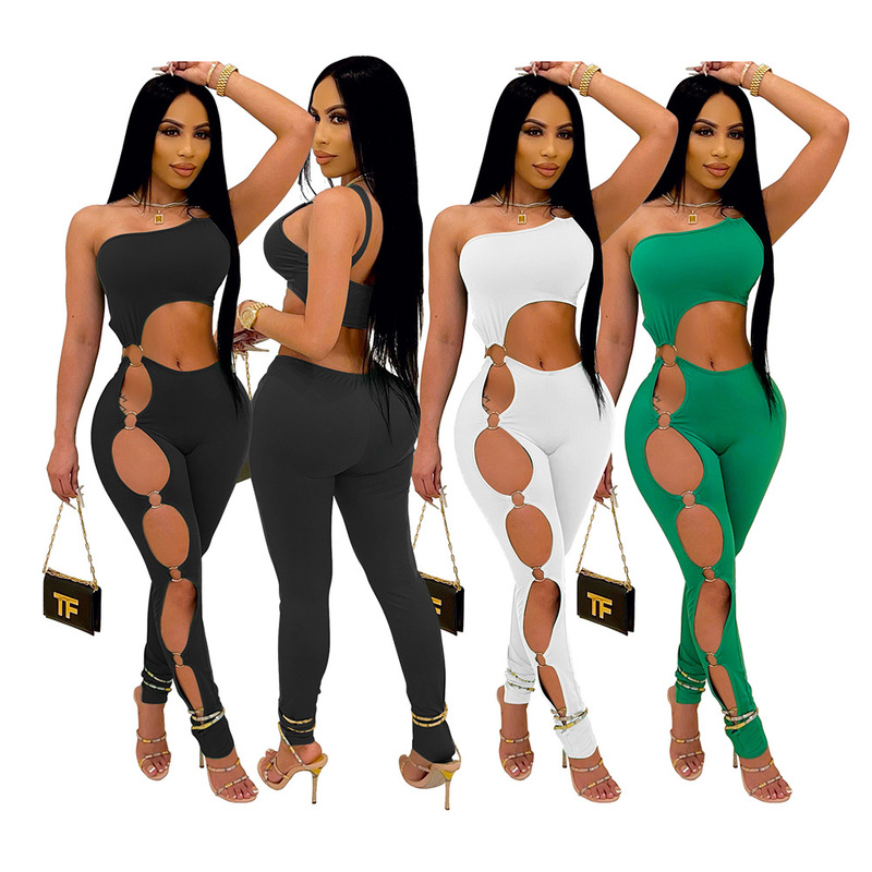 European and American Style Export Off-Shoulder Tight Jumpsuit for Women Spring & Fall Sexy Slim Fit Source Factory Mixed Batch