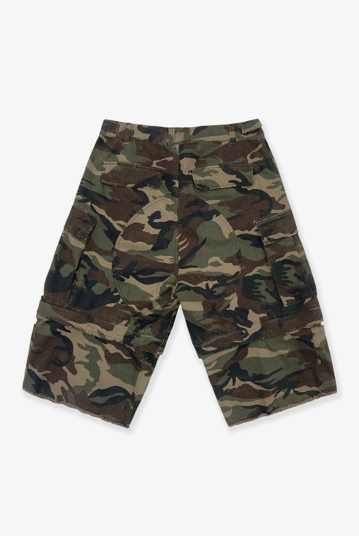 Men's Camouflage Cargo Shorts Loose Fit Deconstructed Streetwear_voghion.com