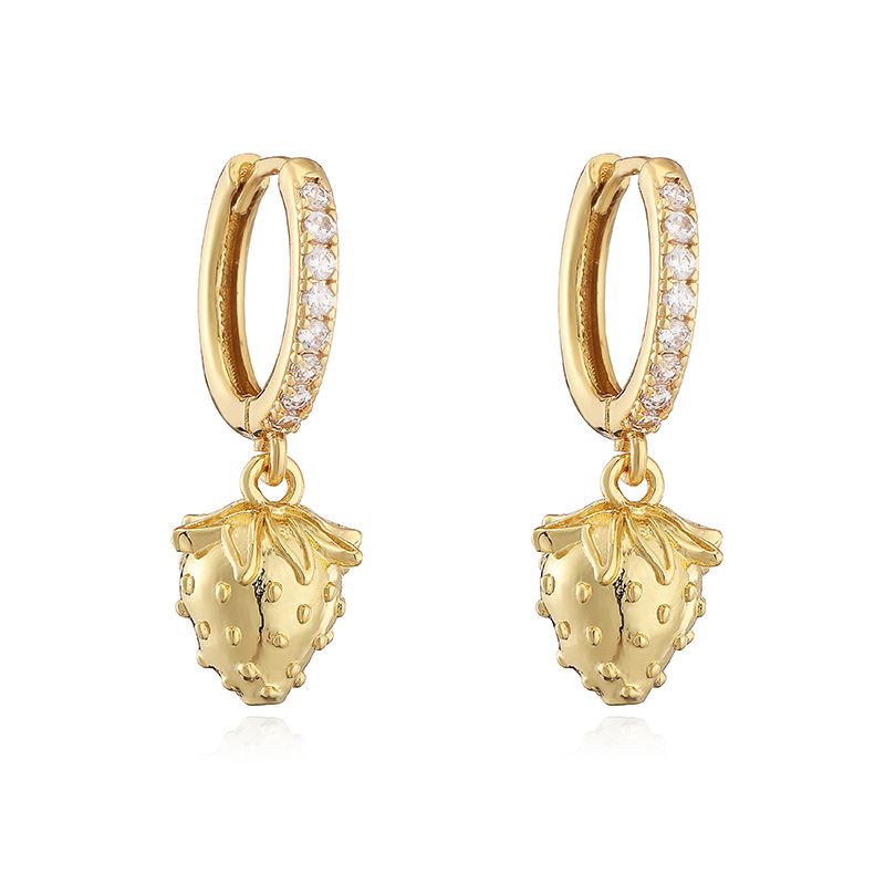 6g Weight Copper Ear Needle Material Zircon Inlay Material Charm Sleeper Hoop Earrings, Earrings Classification 1 Pair Quantity Holiday, Banquet, Daily Occasion Copper Material Cherry, Heart Shape Pattern Women's Gender Inlay Design Sweet Style 1 Pair Sweet Cherry Heart Shape Inlay Copper Zircon Earrings 24