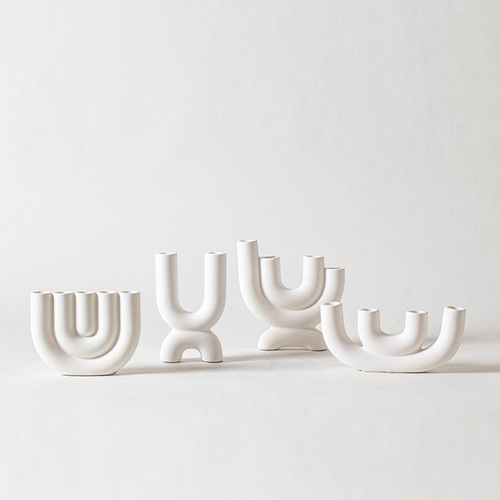 Nordic white ceramic candlestick candlelight dinner props romantic candle holder home dining table tabletop decorations