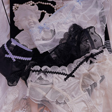 纯欲风少女内裤甜美网纱花朵刺绣拼接蕾丝可爱中腰荷叶边舒适三角