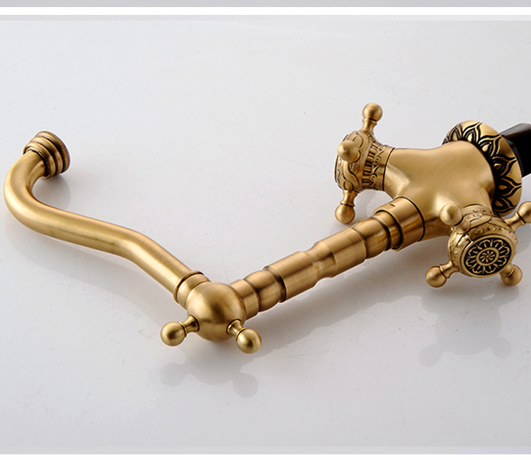 European-style antique thickened full copper carved kitchen faucet, bathroom washbasin, cold and hot water dual household underfloor basin undefined
