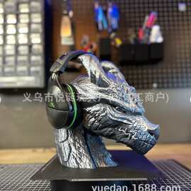 跨境新品龙首造型耳机展示支架奇幻龙头耳机座电竞房桌面工艺摆件