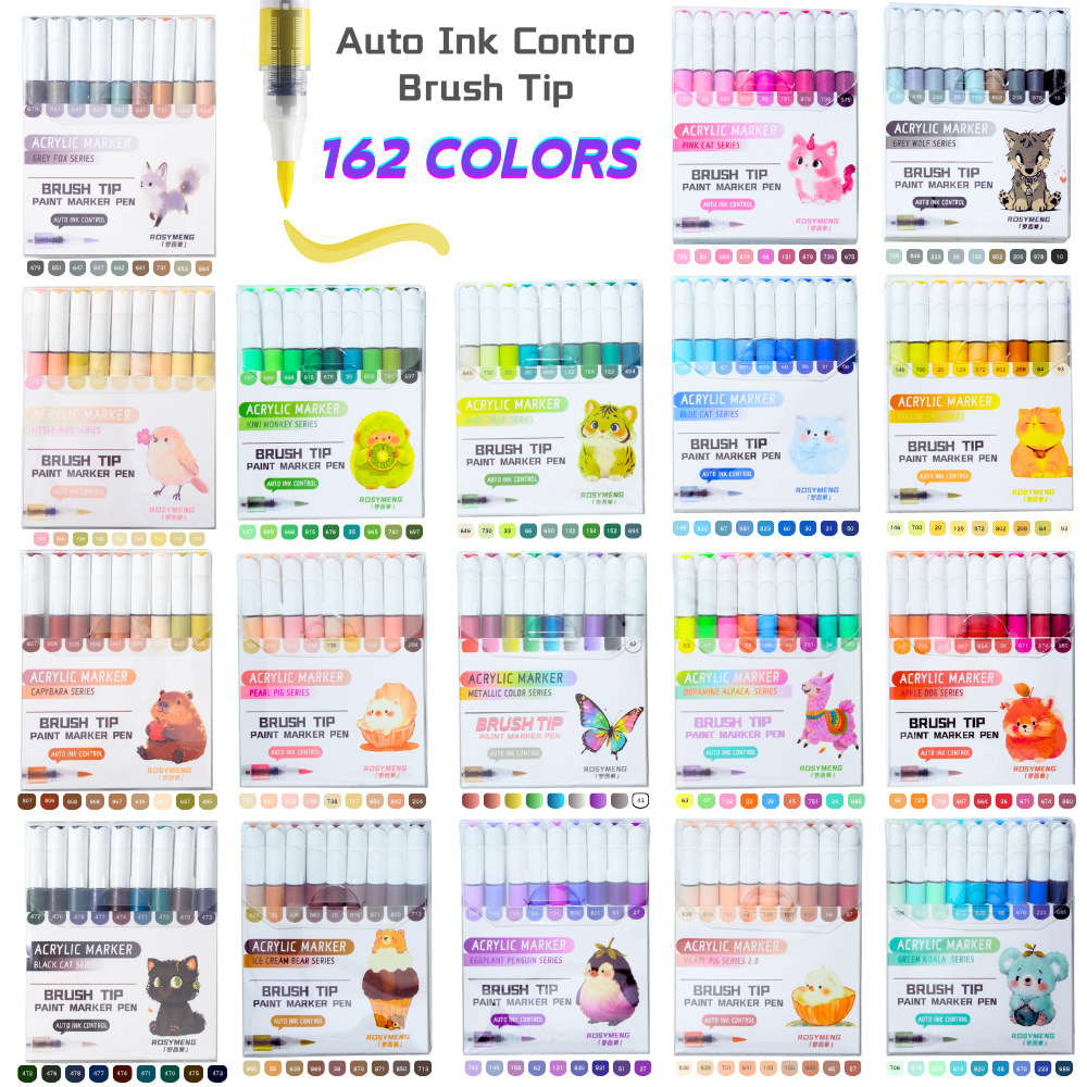 Rosymeng Straight Liquid Acrylic Marker Art Student Painting Stacked Color Student Painting Soft-Head Watercolor Pen Cross-Border