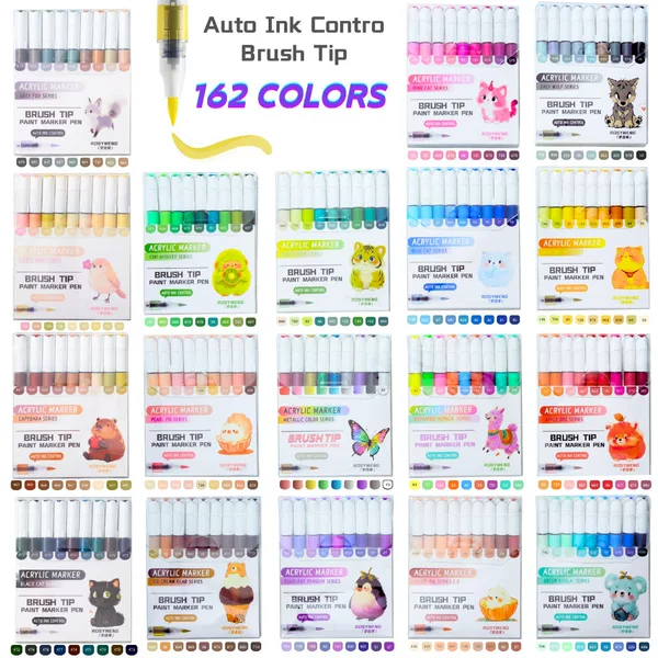 Rosymeng Straight Liquid Acrylic Marker Art Student Painting Stacked Color Student Painting Soft-Head Watercolor Pen Cross-Border