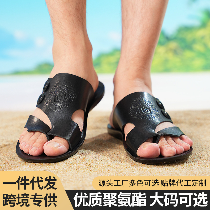 跨境大码男士夹趾沙滩拖鞋潮流狮子头设计源头工厂现货一件代发|undefined