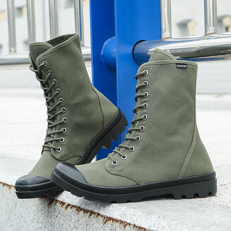 Year-Round Supply of Men's High-Top Hiking Shoes, Korean Style Trendy Canvas Shoes, Casual Shoes, Tongue-Connected Anti-Sand Martin Men's Shoes