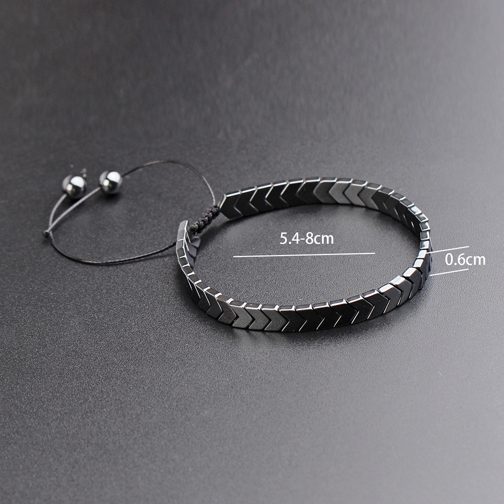 Haematite Material Casual Geometric Heart Shape Haematite Men's Bracelets Men's Chain Bracelets