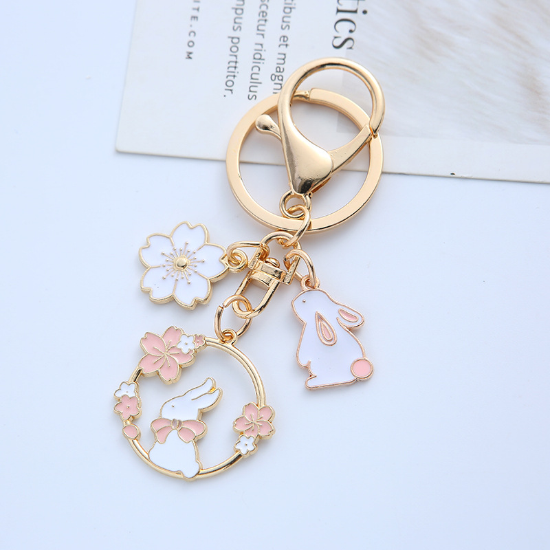 Fashion Rabbit Flower Zinc Alloy Women's Keychain 1 Piece display picture 2