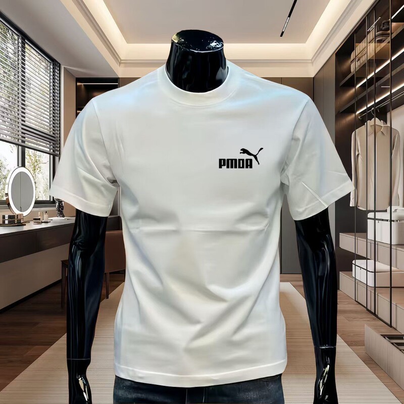 High-end Pure Cotton Trendy Brand Short-sleeved T-shirt Male Student Letter Round Neck Slim-fit Simple Casual Base Shirt Summer Top High-end Pure Cotton Trendy Brand Short-sleeved T-shirt Male Student Letter Round Neck Slim-fit Simple Casual Base Shirt Summer Top