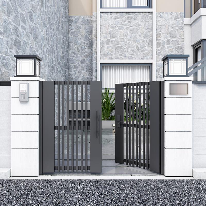 Rural self-built house gate aluminum alloy patio door outdoor iron gate villa yard stainless steel aluminum art into the flower