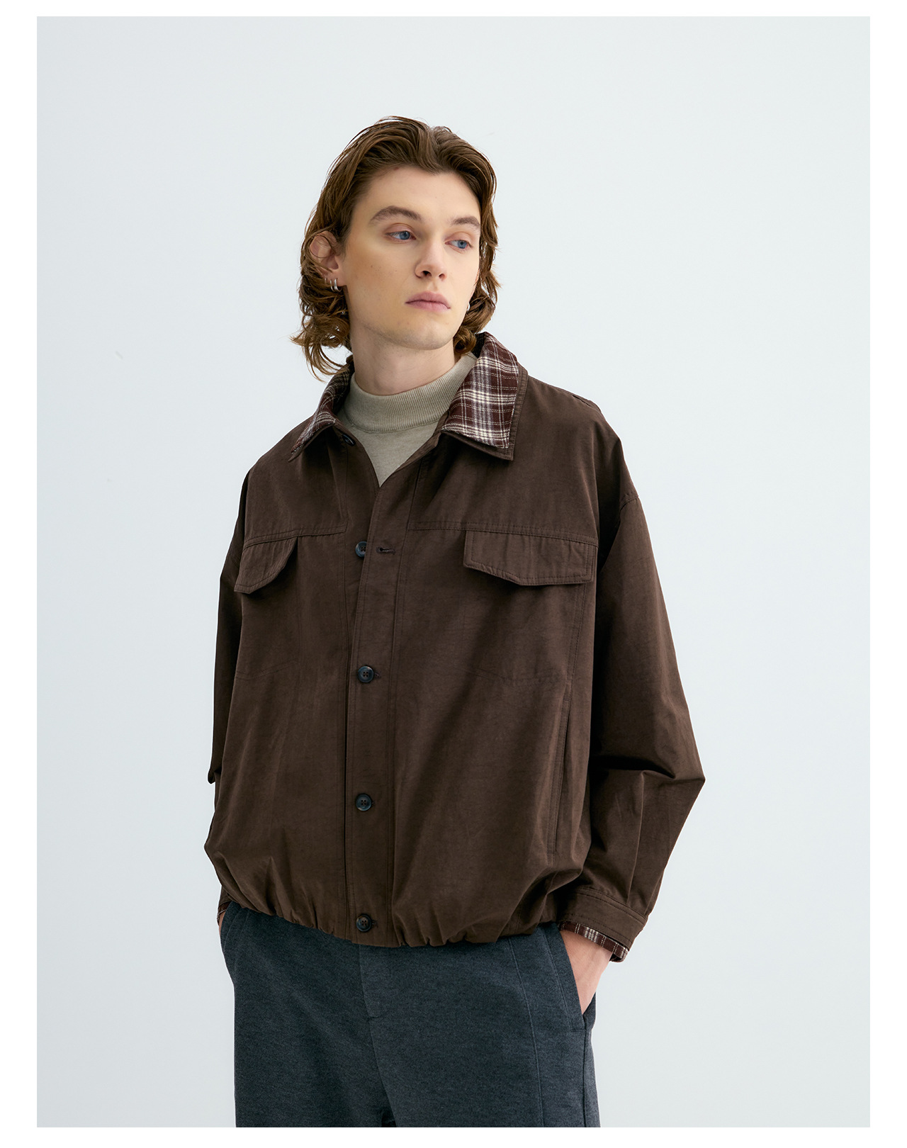 UNF Plaid Layered-Look Oversized Jacket