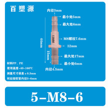 5-M8-6软管穿板直通塑料接头宝塔塑料穿板螺纹水嘴快接固定锁紧