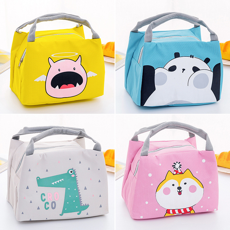 Cute cartoon lunch box bag, simple and fashionable, thermal insulation, thickened and waterproof lunch box bag for students, lunch bag for office workers