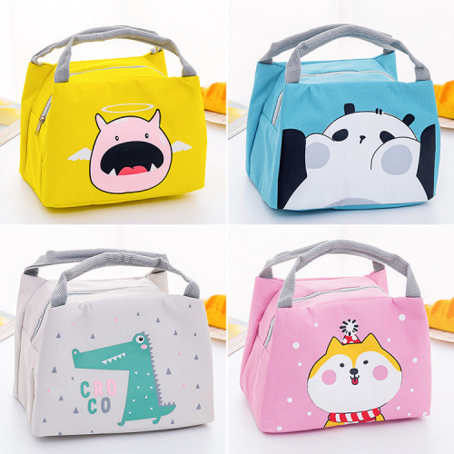 Cute cartoon lunch box bag, simple and fashionable, thermal insulation, thickened and waterproof lunch box bag for students, lunch bag for office workers