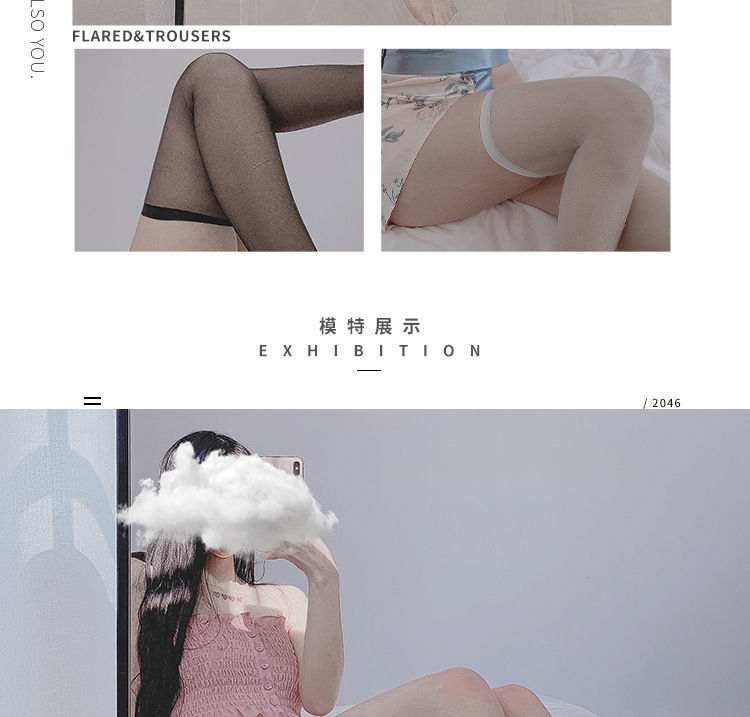 丝袜黑色ins破洞半截网纱花边长筒过膝甜美可爱包芯丝大腿袜详情13