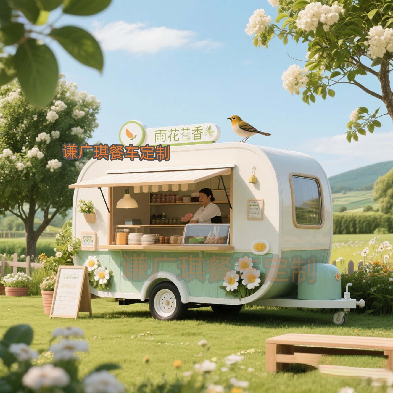 户外流动餐车小吃烧烤美食餐饮商亭快餐亭主题公园售货亭