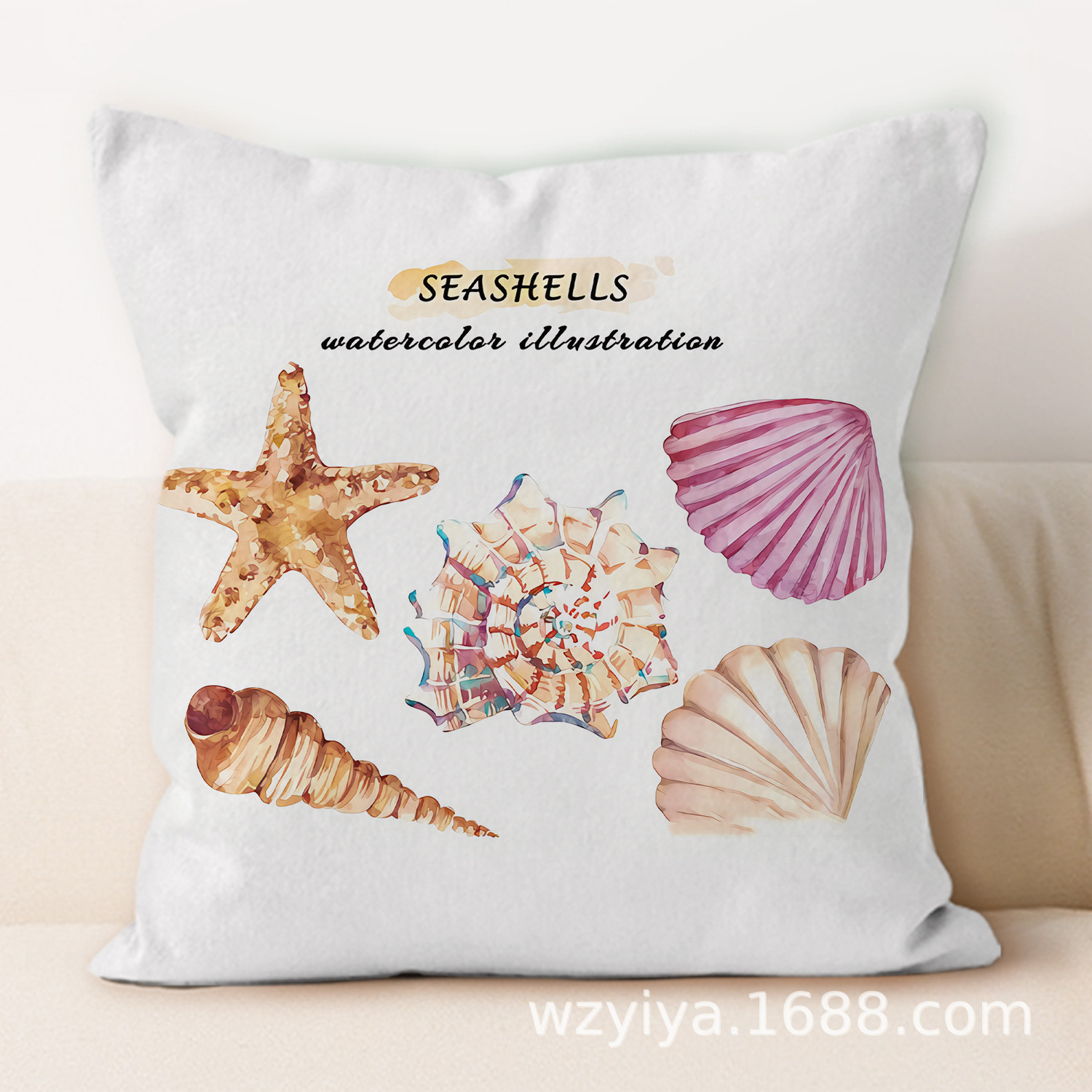 Sea shell impresión almohada de abrazo simple moderno sofá en el hogar cojín de respaldo decoración desmontable cuadrado almohada de cabeza de cama