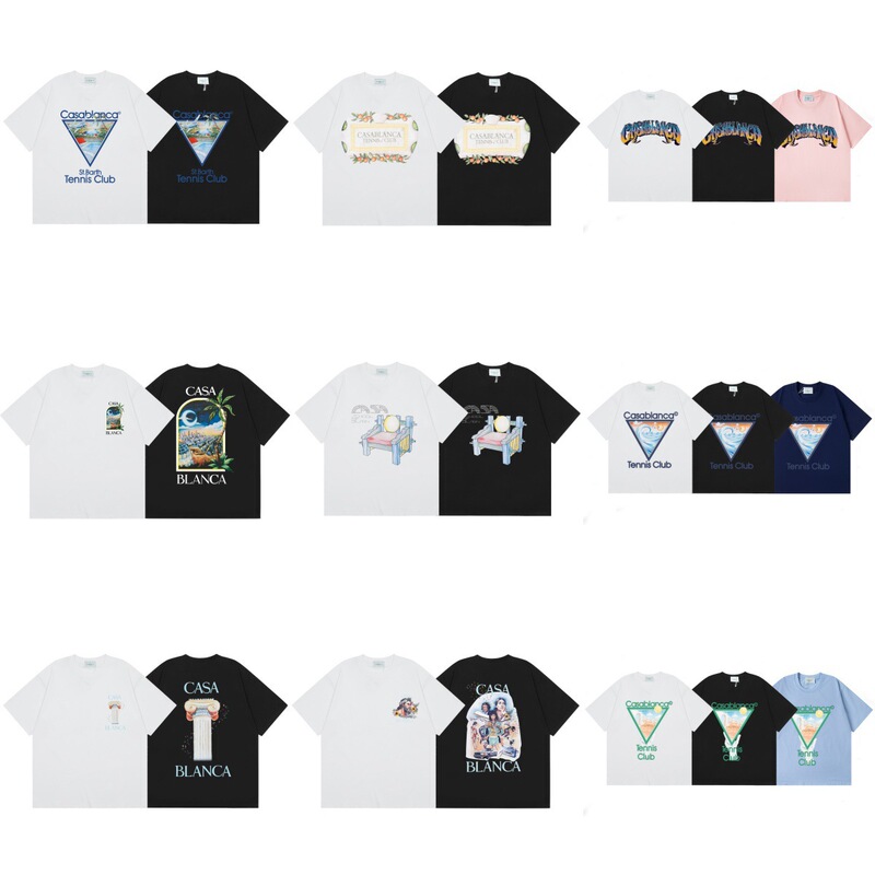 Cross-border Casablanca Summer New Casa Summer Style Printed Men's and Women's Loose Short-sleeved T-shirt Trendy