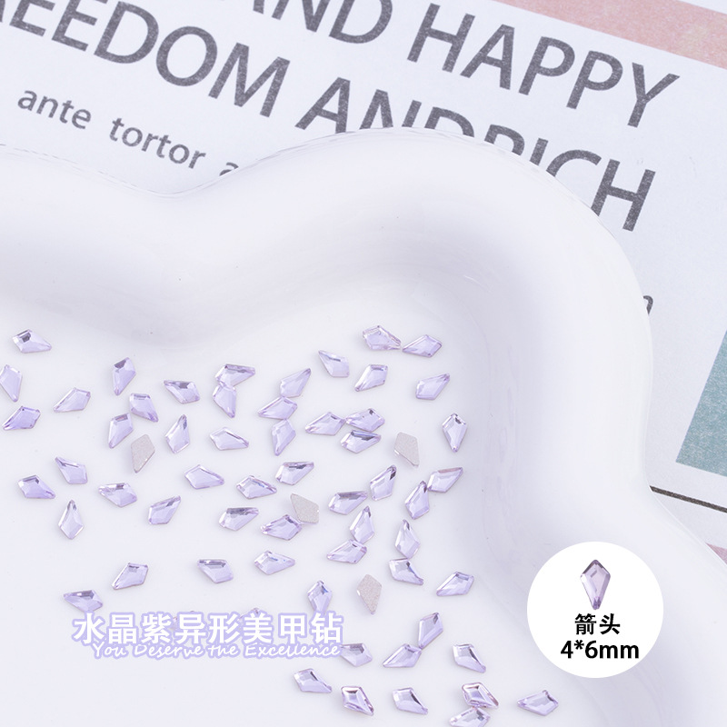 화살표 4*6mm 크리스탈 보라색 평면 바닥 특수 모양