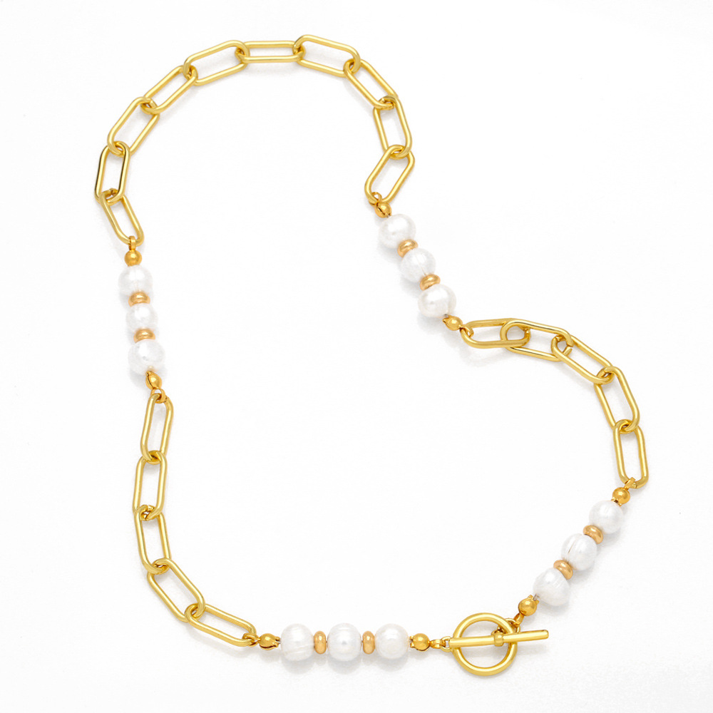 Fashion Solid Color Copper Pearl Plating Necklace 1 Piece