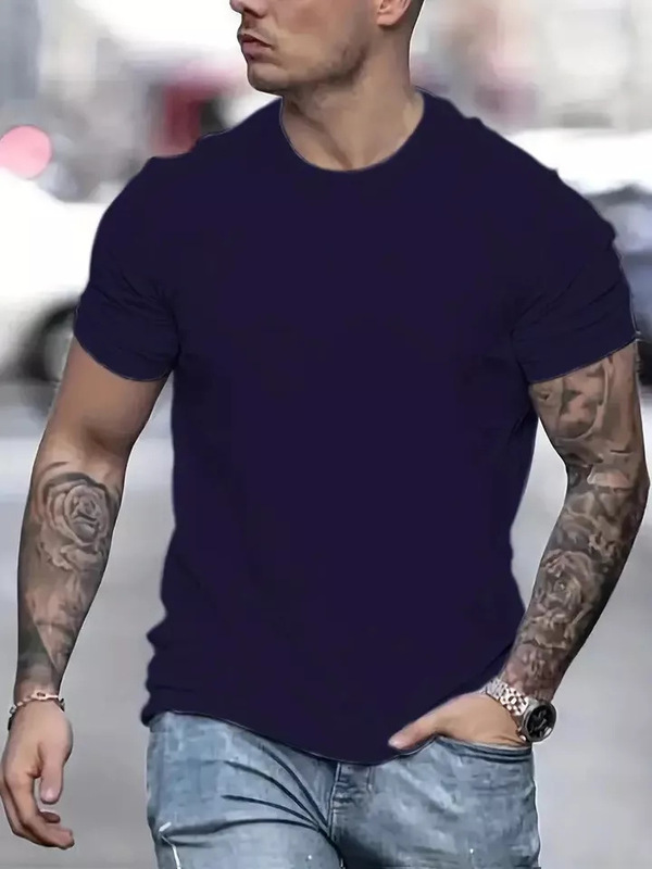 Plain Cotton Short Sleeve Mens T-Shirt Casual Classic Black Plain Cotton Short Sleeve Mens T-Shirt Casual Classic Black