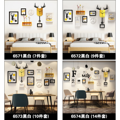 Polymer_Cartoon photo wall children's combination photo frame animal decorative painting swing clock exchangeable photo