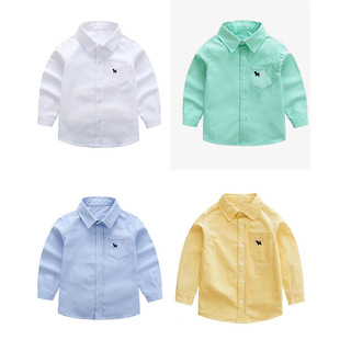 White Shirt Embroidered Children's Wear Long-sleeved Boys' Shirt All-match Shirt 3-14 Years Old Little Boy Spring Autumn Shirt