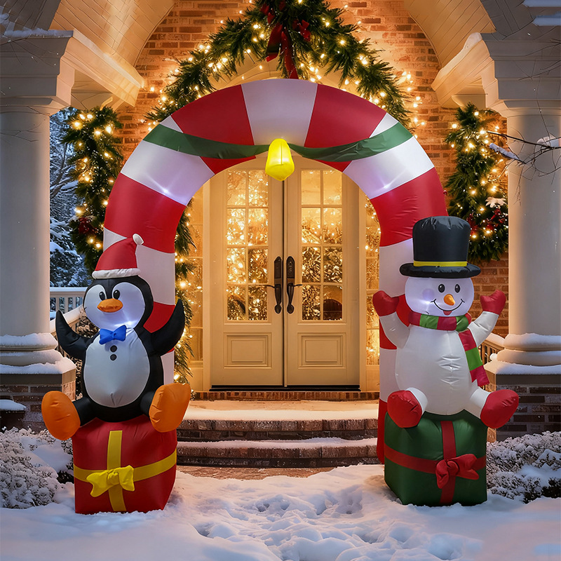 2.7 Navidad arco infláble aire moldeado cinturón muñeco de nieve pingüino lámpara LED jardín decoración decorativa