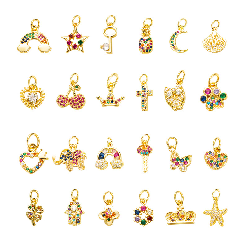 Nihaojewelry wholesale accessories creative key crown starfish rainbow necklace pendantpicture17